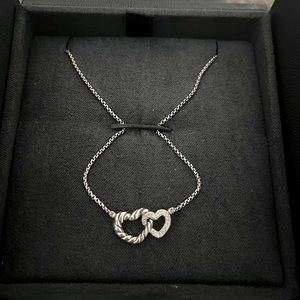 New in box!! David Yurman Double Heart Necklace with Pave Diamonds